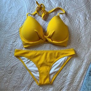 shade & shore yellow underwire bikini set size 38D / L